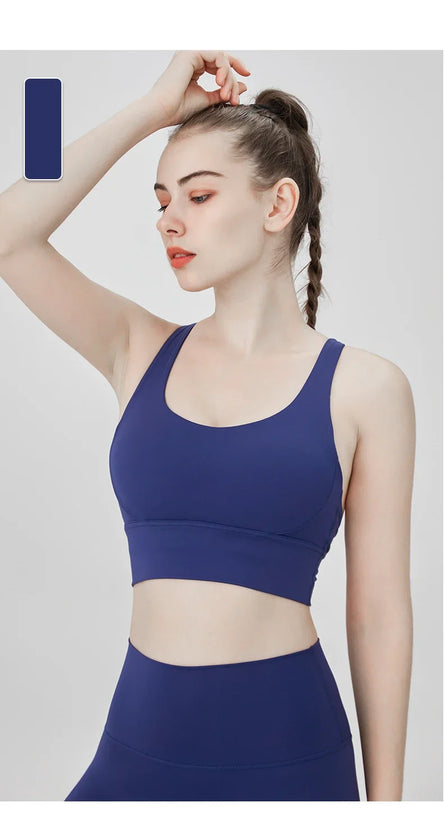 New Summer Sexy Sports Bras Women Fitness Vest Sports Top Cross Back Yoga Bra Running Fitness Breathable Shockproof Yoga Bra - Tasawoq