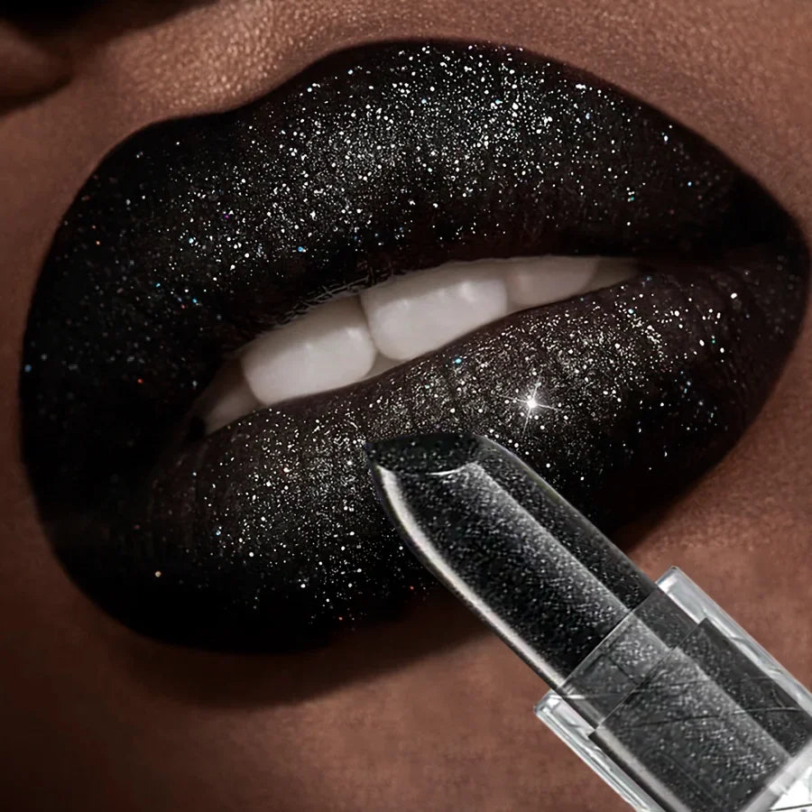 Waterproof Glitter Lipstick Sexy Black Lip Gloss Shiny Lip Tint Cosmetics Halloween Lips Makeup - Tasawoq