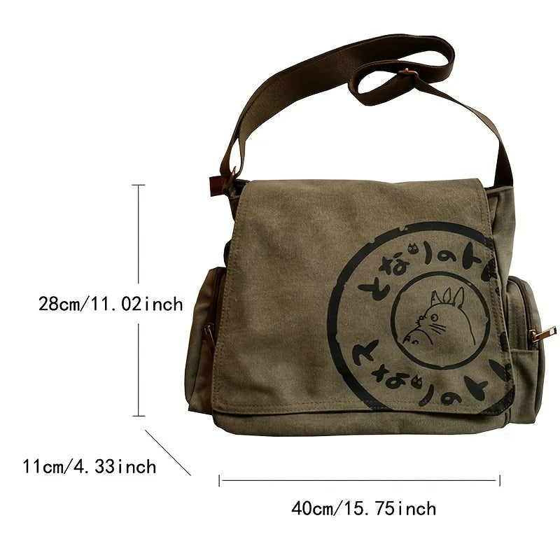 Vintage Cartoon Women Canvas Messenger Bag Large Capacity Tote Bag Women Shoulder Handbag - Tasawoq