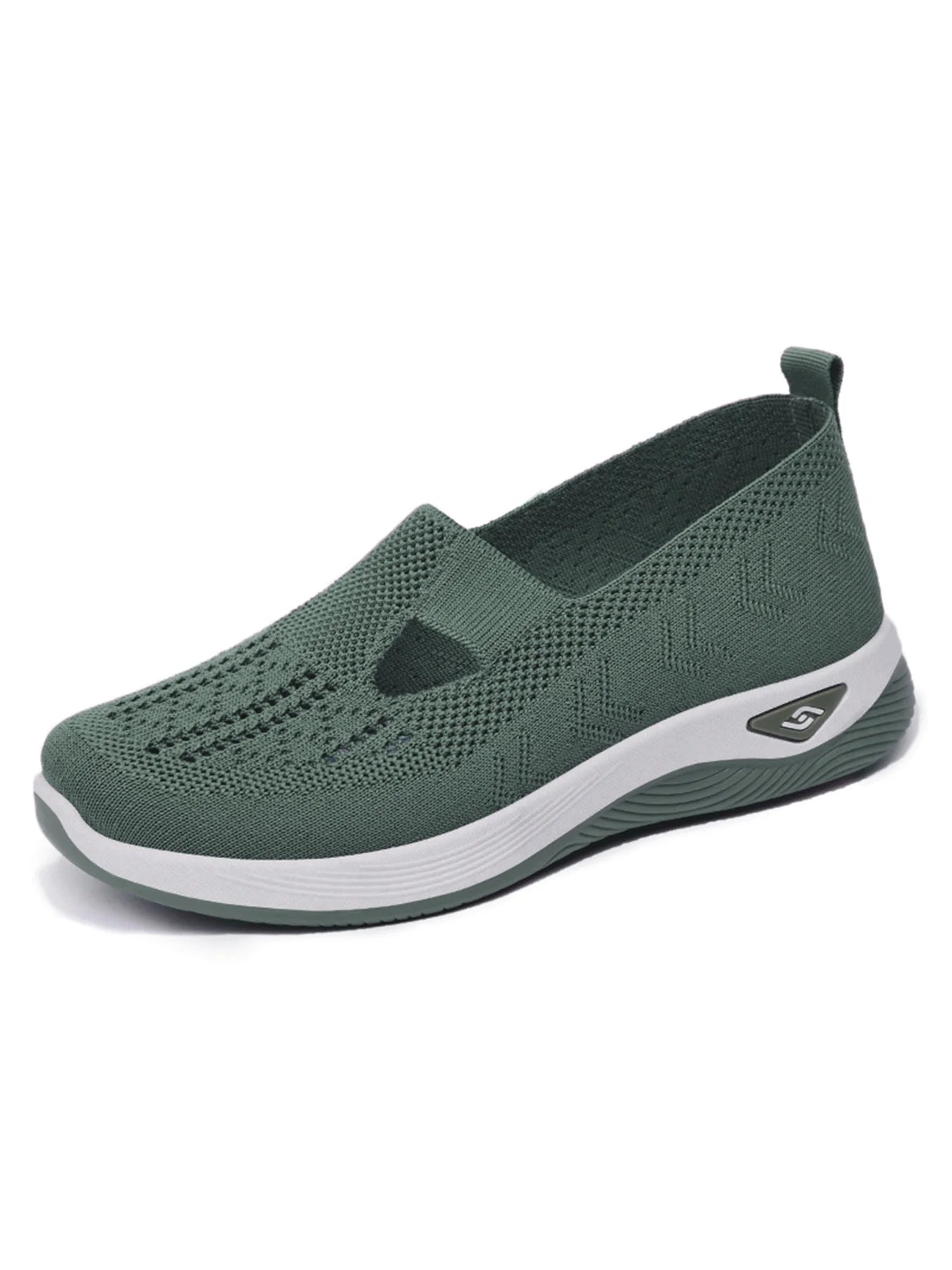 Women's Solid Color Breathable Sneakers, Soft Sole Lightweight Slip On Walking Shoes, Low-top Knitted Casual Shoes - Tasawoq