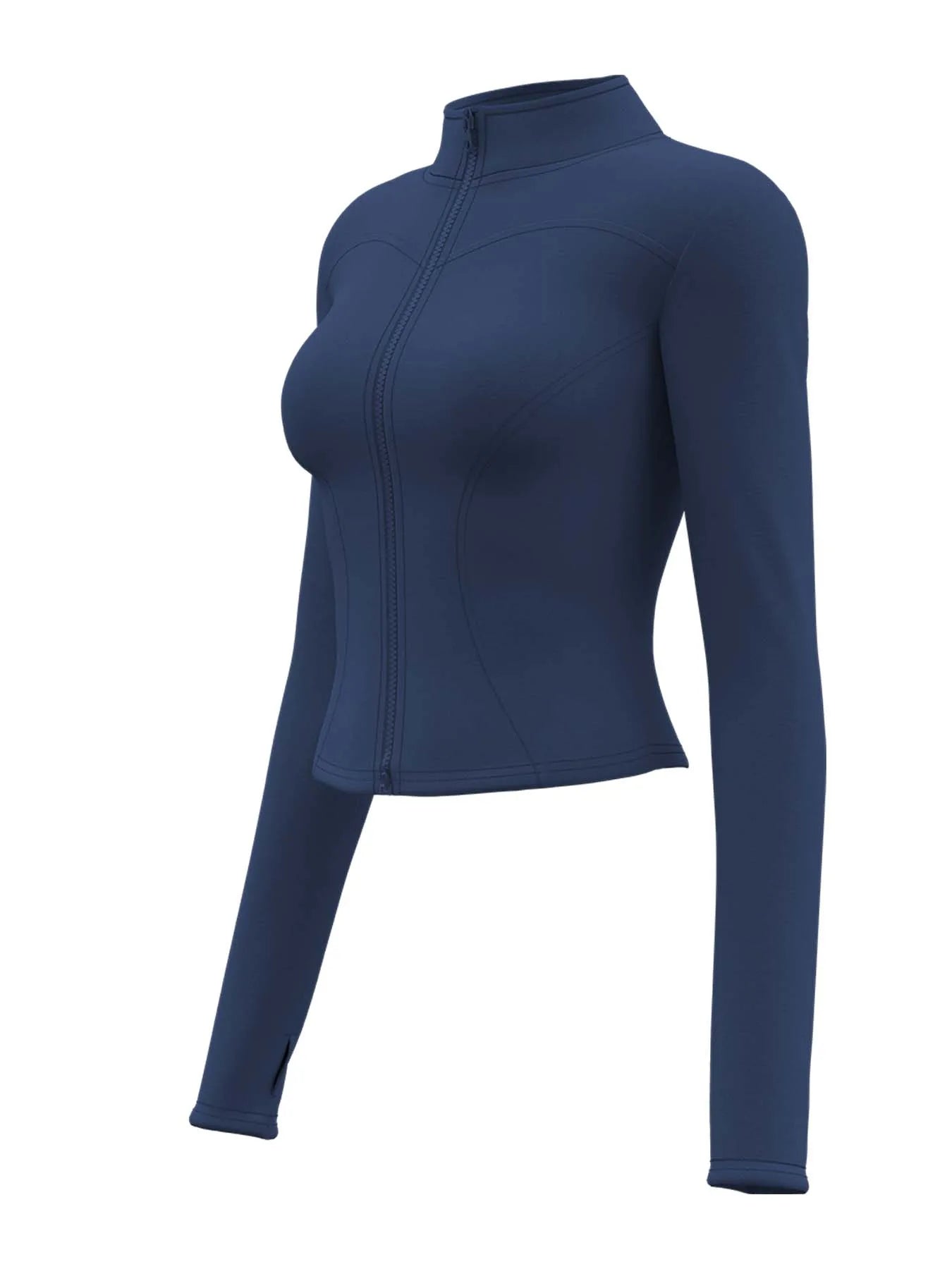 High Quality Waist Slimming Training Tops Women's Tight Stand Collar Full Zipper long Sleeves Fitness Running Yoga shirts - Tasawoq