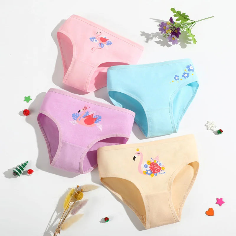 4 Pieces/lot Design Children's Girls Panties Cotton Soft Pretty Cartoon Unicorn Child Underwear for Girls Kids Boxer Breathable - Tasawoq