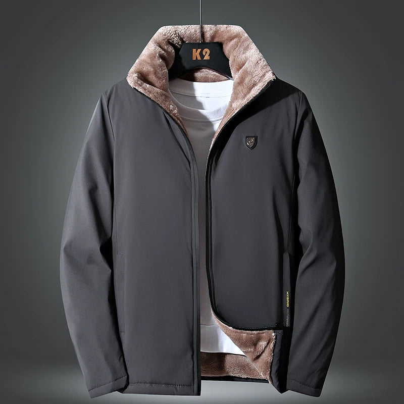 Men 2024 Winter Windproof Warm Thick Fleece Jacket Men Fashion Casual Coat Men Autumn Brand Outwear Outdoor Classic Jacket Men - Tasawoq