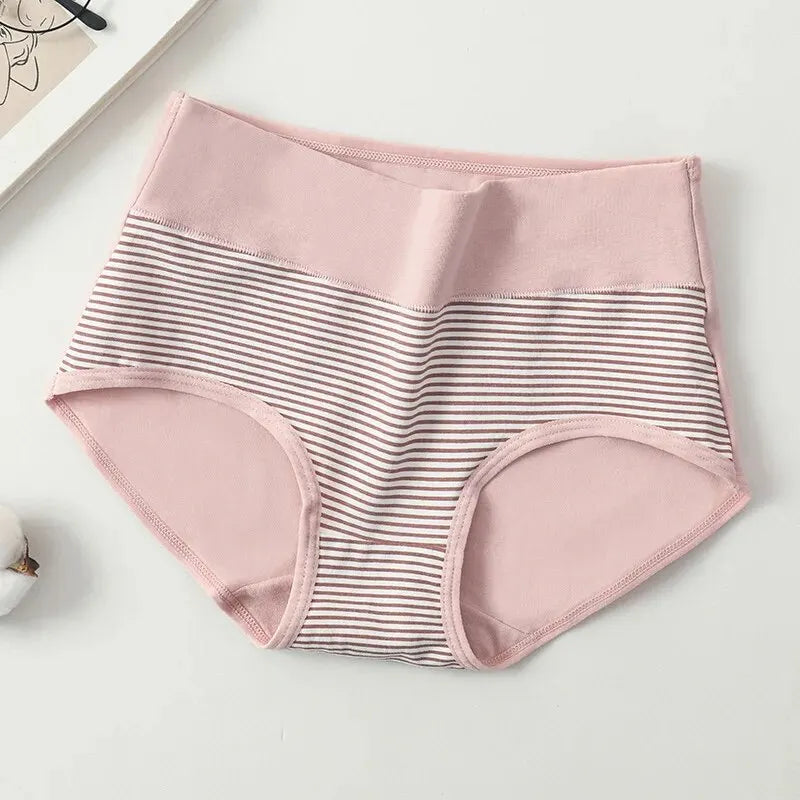 4Pcs Women's Panties High Waist Underwear Fashion Print Girls Briefs Breathable Cotton Panty Plus Size M-5XL Female Lingerie - Tasawoq