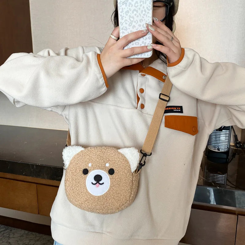 Japanese Style Kawaii Bag Women Cartoon Plush Shoulder Bag for Women New Crossbody Bag Small Phone Purse Bolsa Feminina - Tasawoq
