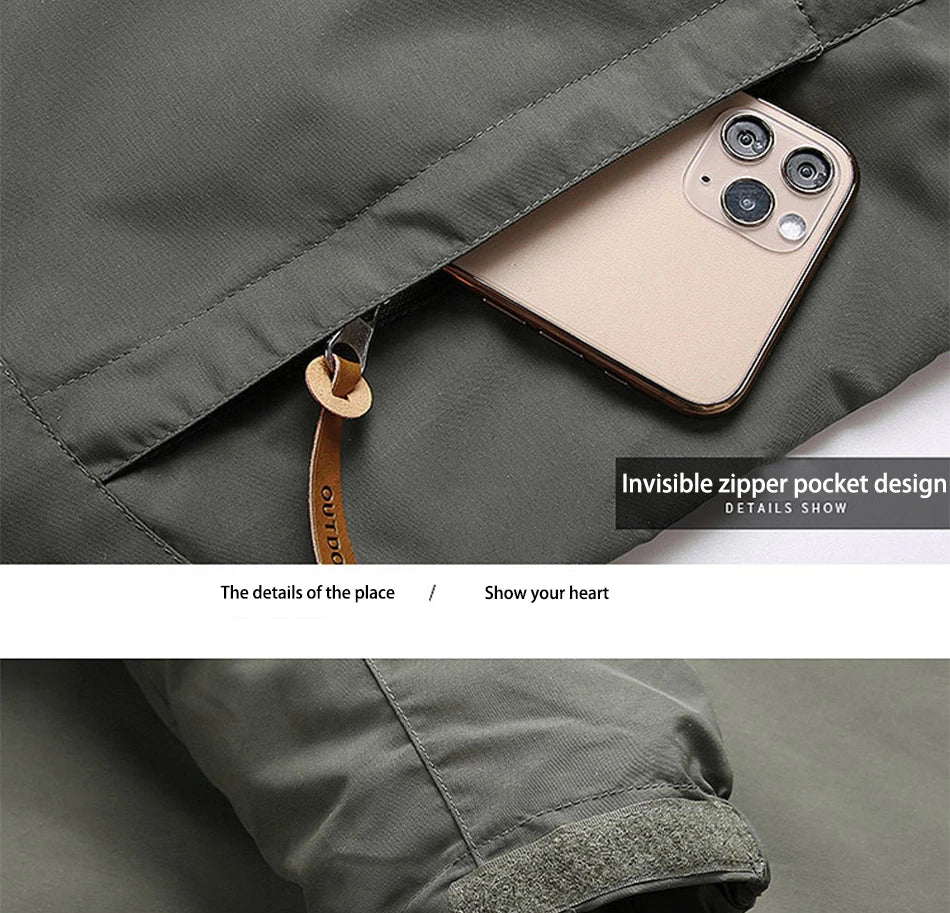 2024 Winter Jacket Fashion Coat Hoodies Camping Hiking Jacket Men's Casual Waterproof Jacket Windbreaker Men Outerwear Clothes - Tasawoq