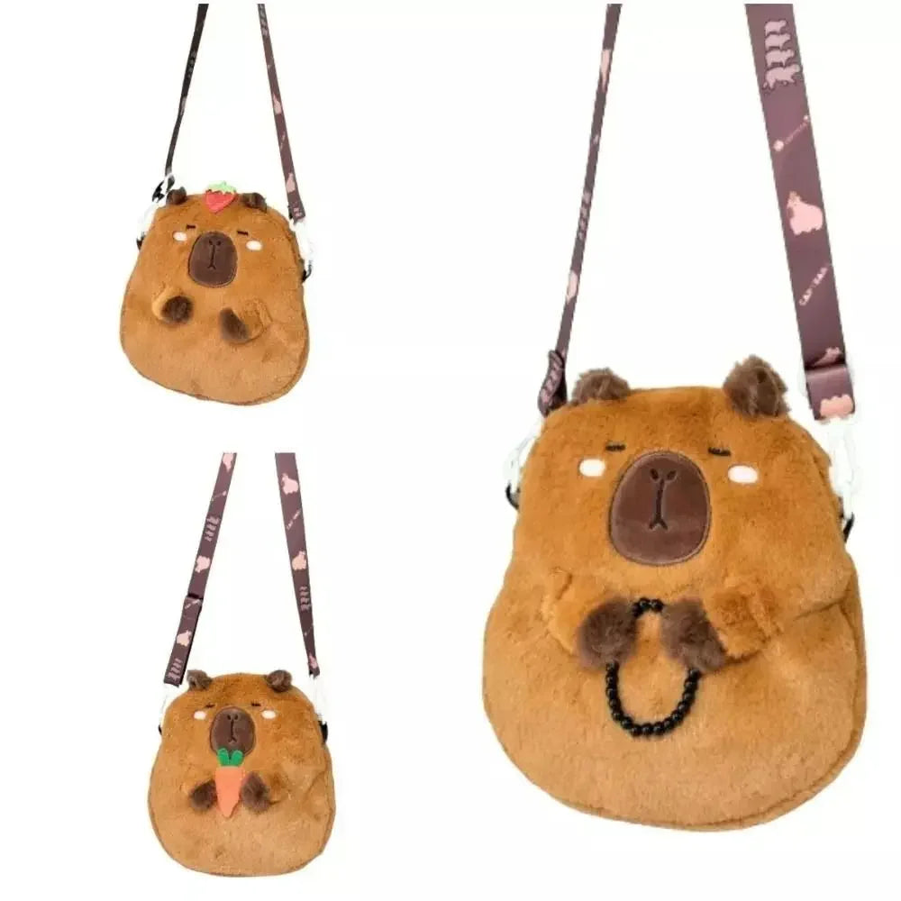 Large Capacity Capybara Plush Shoulder Bag Cartoon Capybara Handbag Unisex Capybara Handbag - Tasawoq