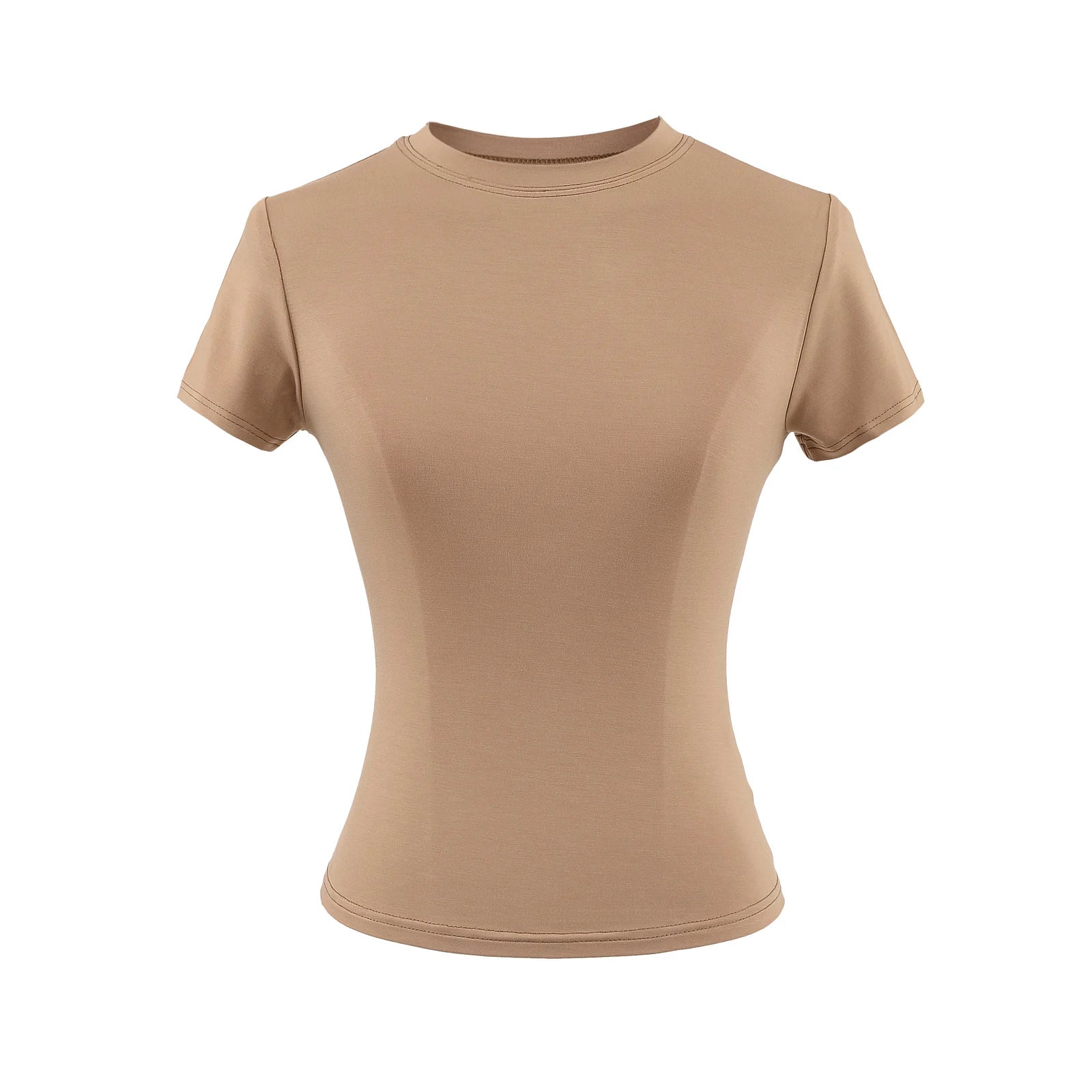 2024 New High Quality Casual T shirt Sexy Slim Short Sleeves Fashion Trend Solid Women Clothing y2k Tops - Tasawoq