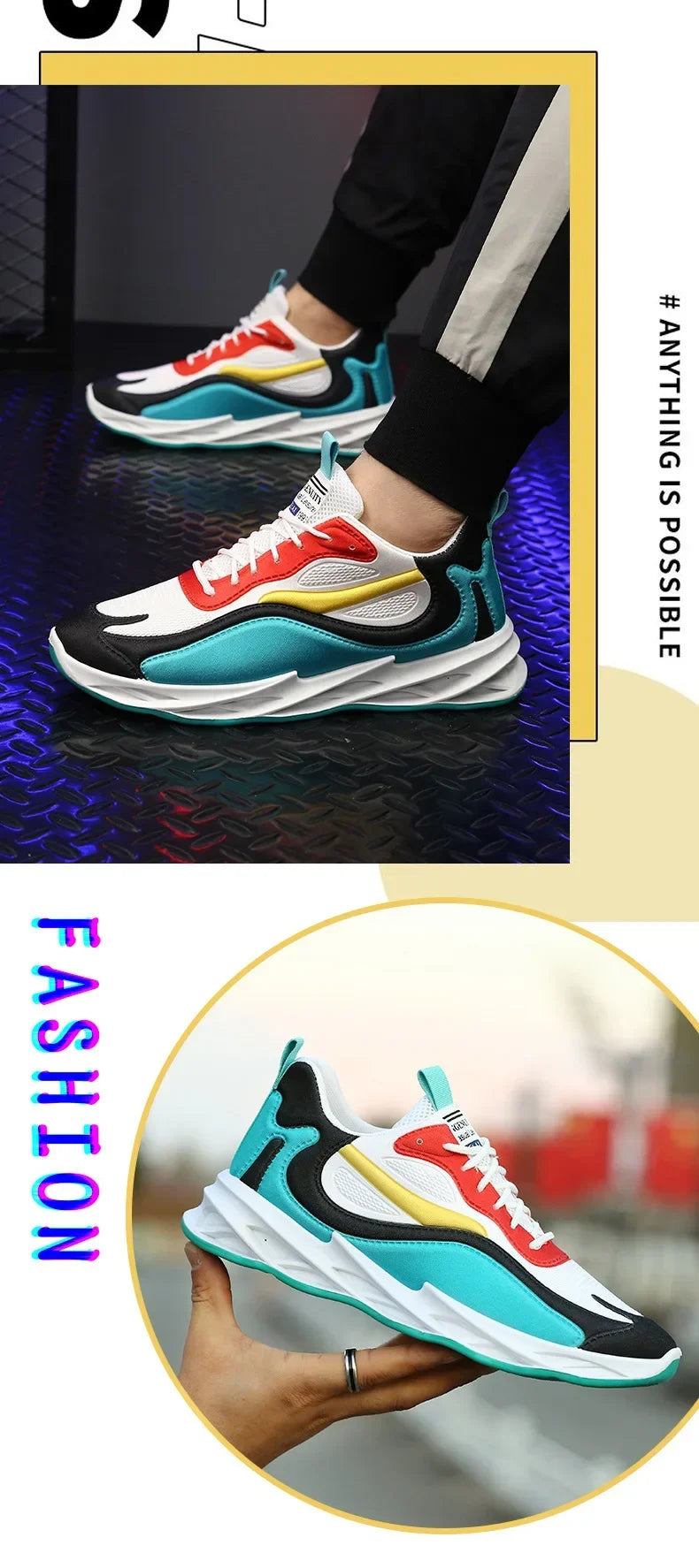 New Trendy Men's Sports Shoes Cushion Running Sneakers Outdoor Leisure Walking Jogging Trainers Soft Sole Breathable Footwear - Tasawoq