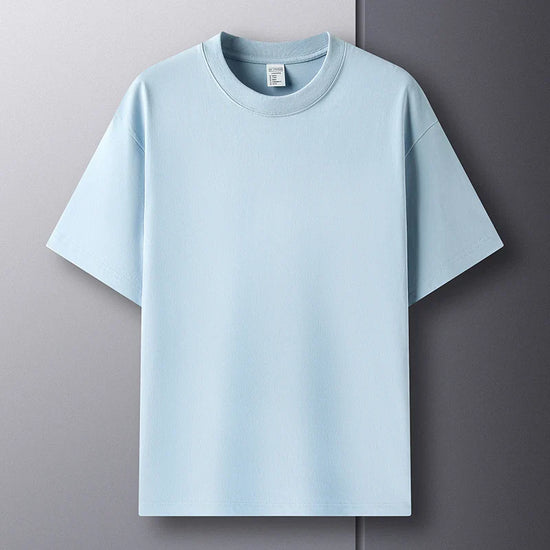 100% pure cotton summer high-end brand men's short sleeve round neck fashionable style half sleeved top breathable T-shirt - Tasawoq