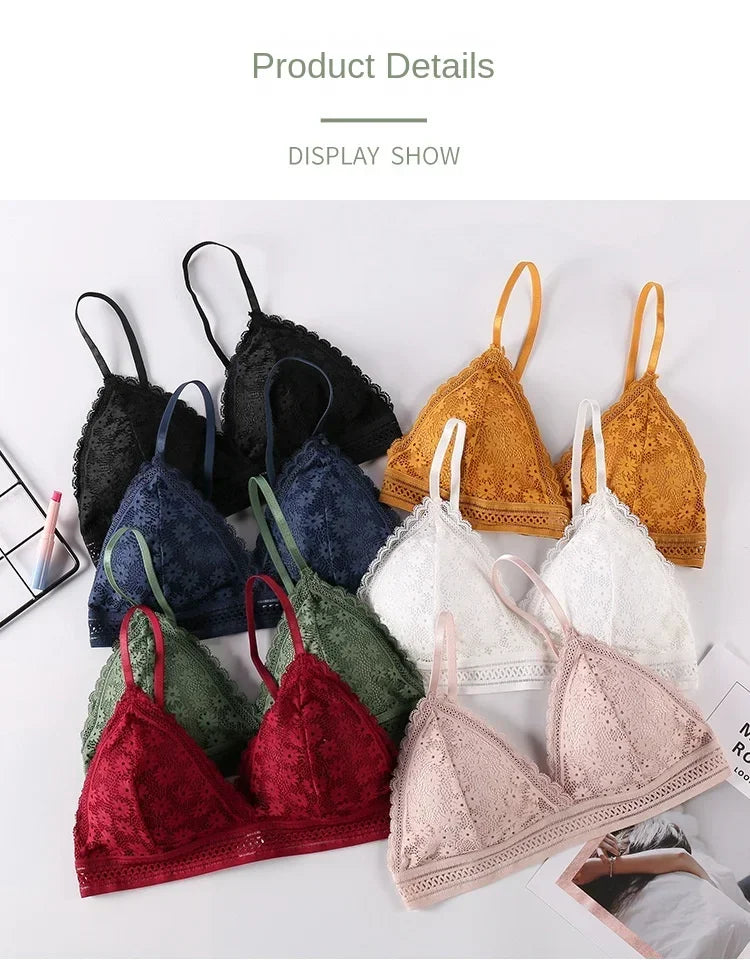 Sexy Floral Lace Bra Top For Women Push Up Female Lingerie breathable Bralette Removable Pad Thin Fashion New Wireless Bras - Tasawoq