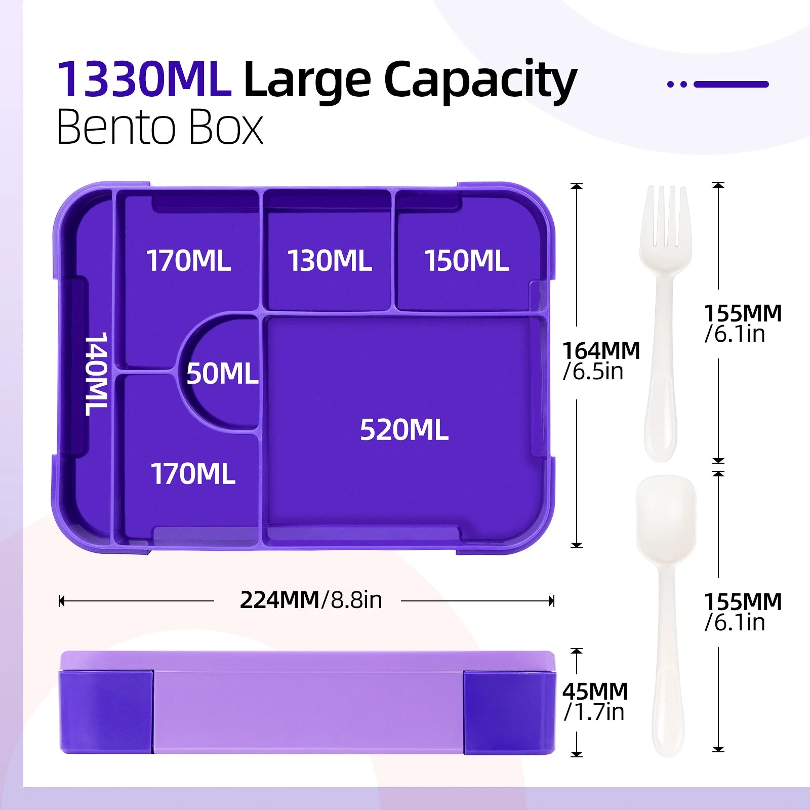 Adorable Pattern Kids Lunch Box Portable Divided Microwave Oven Bento Box Leakproof Food Container For back to school kitchen