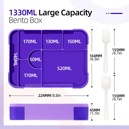 Adorable Pattern Kids Lunch Box Portable Divided Microwave Oven Bento Box Leakproof Food Container For back to school kitchen