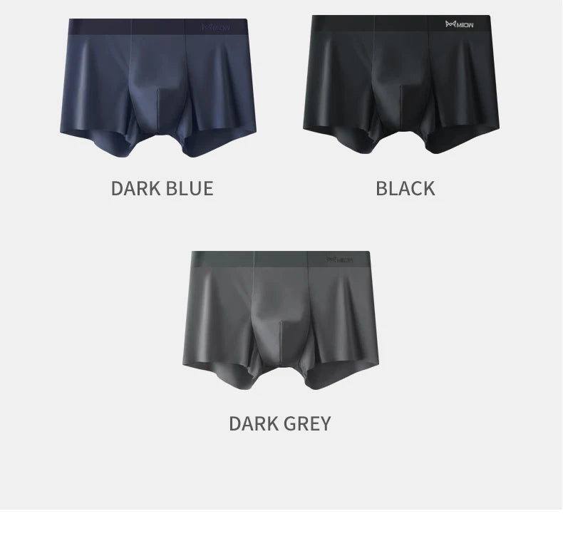 MIIOW 3Pcs Ice Silk Man Underwear Boxer Metal Fiber Antistatic Men Underpants Seamless Cut Hem Men's Panties Boxers Shorts Trunk - Tasawoq