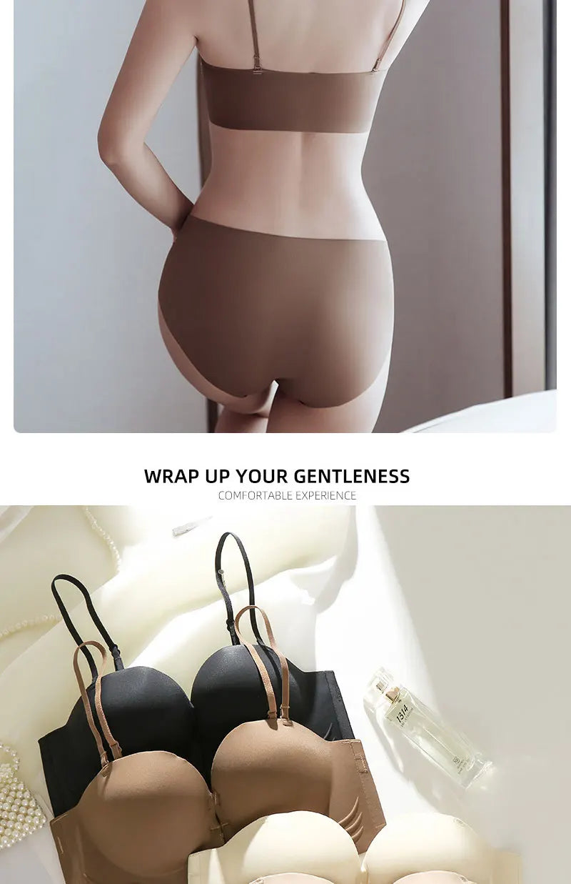 FINETOO Front Closure Sexy Push Up Bra Women Invisible Bras Underwear Lingerie For Female Brassiere Strapless Seamless Bralette - Tasawoq