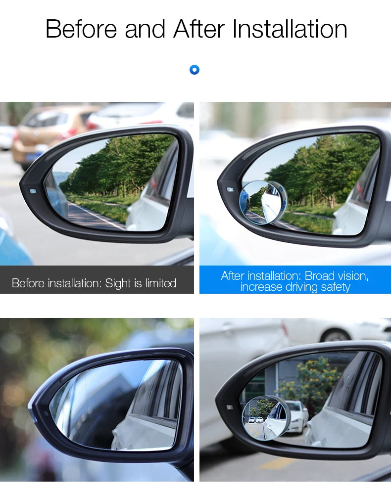2pcs Blind Spot Mirror Car Rearview Mirror HD Adjustable-Degree Convex Glass Universal Car Assecories Broaden Horizons