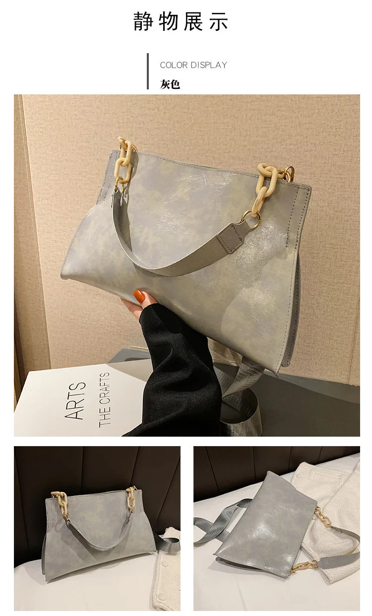 2024 New Design Handbags Women Shoulder Bag Soft Synthetic Leather Crossbody Large Capacity Fashion Female Underarm Bags - Tasawoq