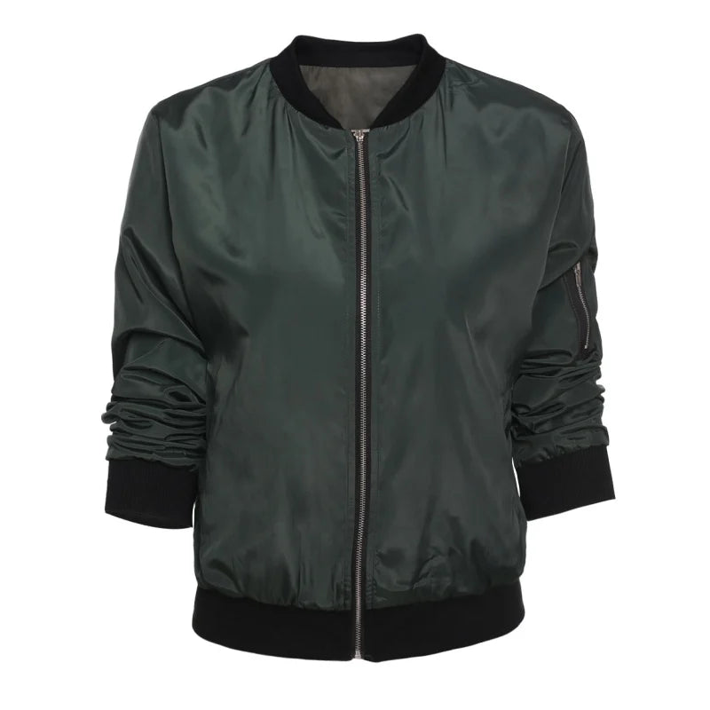 Women Thin Jackets Tops Basic Spring Autumn Casual O-neck Jacket - Tasawoq