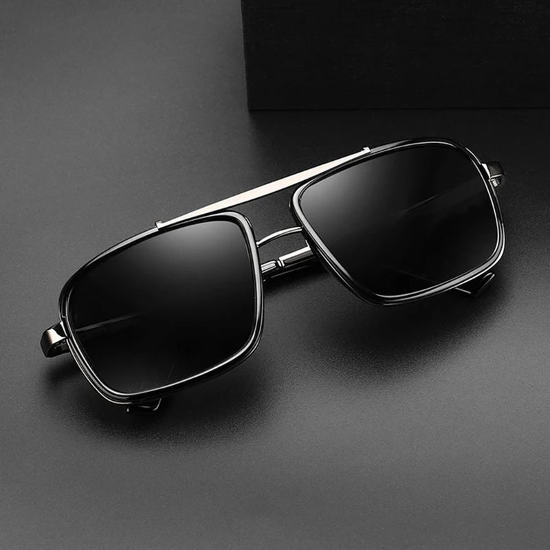 Luxury Rectangle Men's Sunglasses Retro Metal Steam Punk Sun Glasses Male Classic Outdoor Driving Shades Summer Glasses - Tasawoq