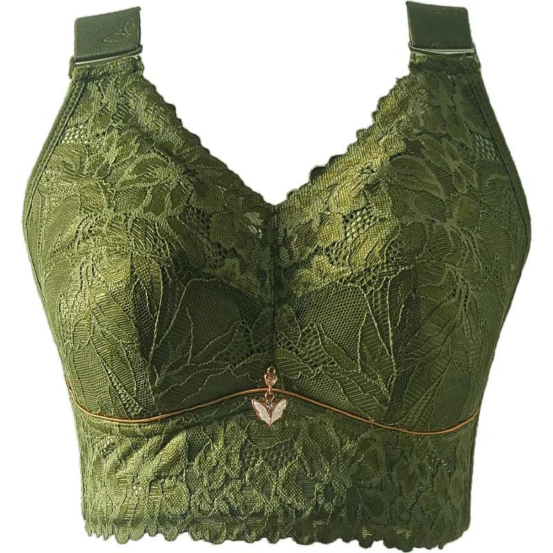 Women's Lace Push-Up Bra – Embroidered Backless Lingerie, Wire-Free, Plus Size (CDE 36–48) - Tasawoq