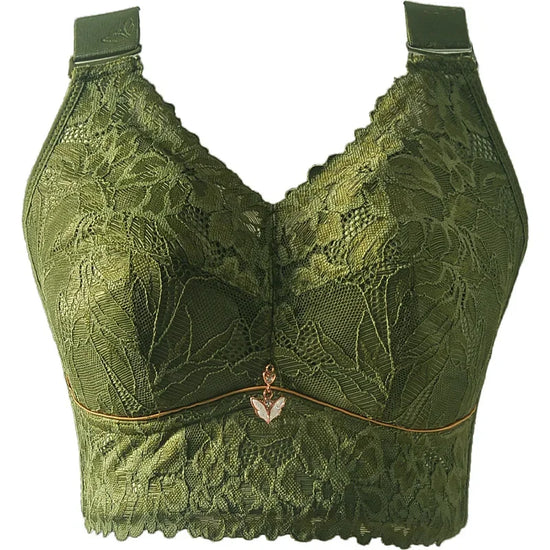 Women's Lace Push-Up Bra – Embroidered Backless Lingerie, Wire-Free, Plus Size (CDE 36–48) - Tasawoq