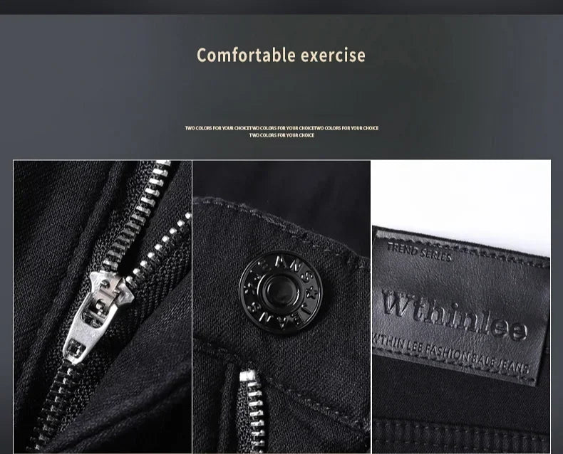 WTHINLEE Winter Men Black Straight Stretch Denim Thick Velvet Pants Warm Jeans Casual Fleece Line Trousers Male Plus Size - Tasawoq