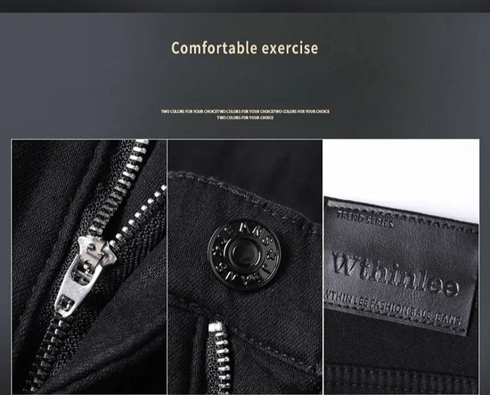 WTHINLEE Winter Men Black Straight Stretch Denim Thick Velvet Pants Warm Jeans Casual Fleece Line Trousers Male Plus Size - Tasawoq