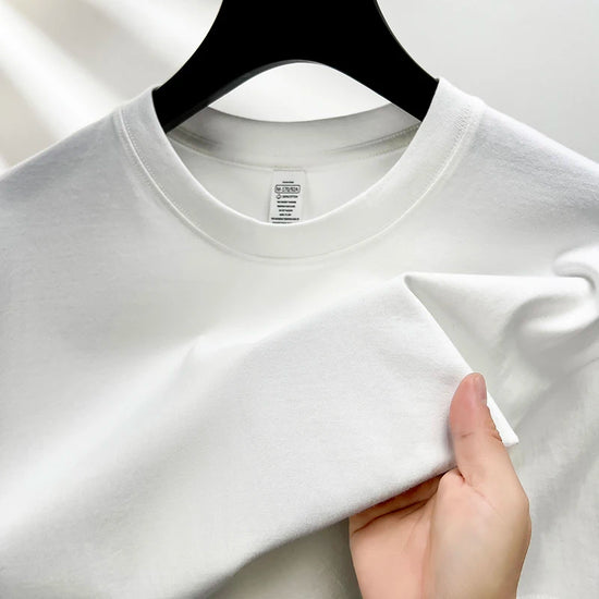 100% pure cotton summer high-end brand men's short sleeve round neck fashionable style half sleeved top breathable T-shirt - Tasawoq