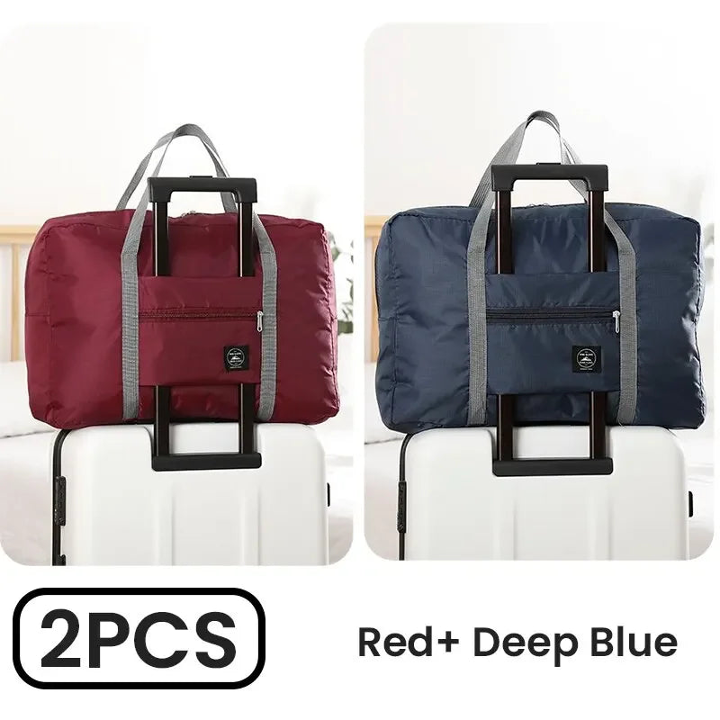 2 Pack Foldable Travel Duffel Bag for Airlines Carry on Bag Weekender Overnight Hospital Tote Bag Gym Duffel Bag Women Men - Tasawoq