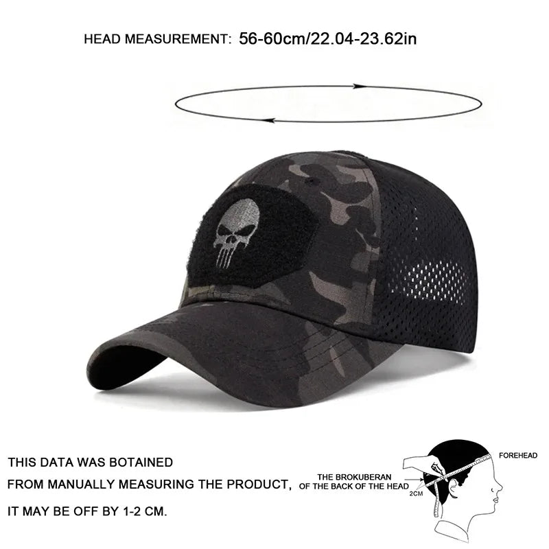 2025 NEW Skull Embroidered Top with Patch Breathable Baseball Caps Spring and Autumn Outdoor Adjustable Casual Hat Sunscreen Hat - Tasawoq