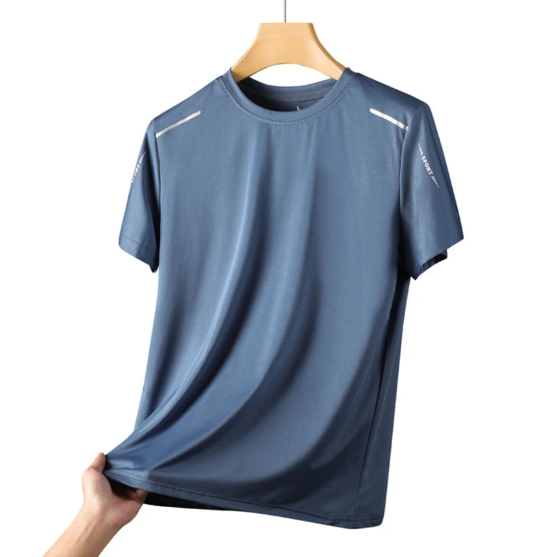 CHRLCK Men's Running Quick Drying T-shirts Breathable Hiking Fishing Tees Soft Elasticity Outdoor Sports Short Shirt Summer - Tasawoq