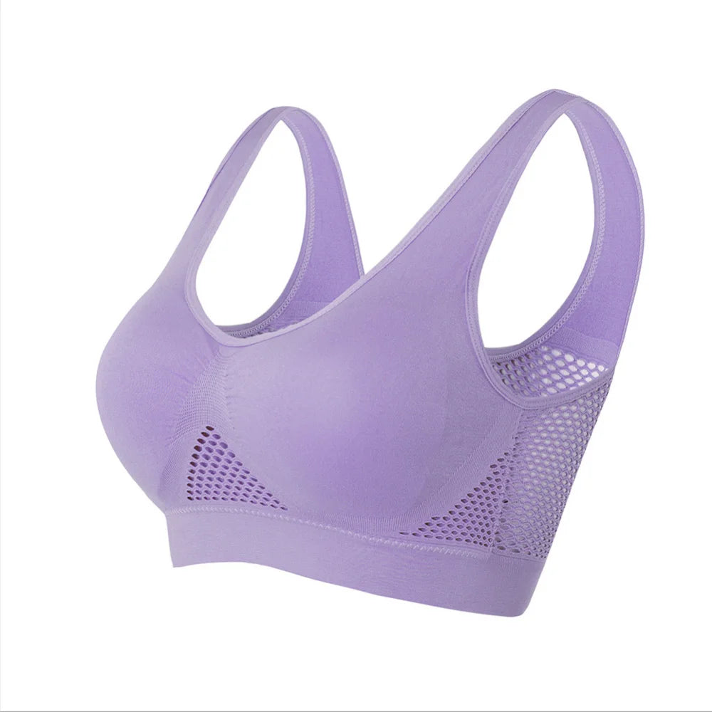 Seamless Mesh Women Sports Bras Fitness Gym Running Underwear Shockproof Bra Wireless 6XL Plus Size Crop Top Breathable Yoga Bra - Tasawoq