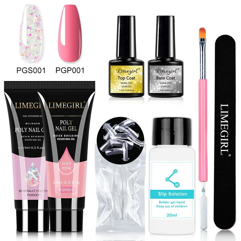 Nail Art Limegirl Kit Poly Nail Gel Extending Soaking Gel Kit Nail Art Acrylic Gel Varnish Kit For Novices Semi Permanent Gel So - Tasawoq