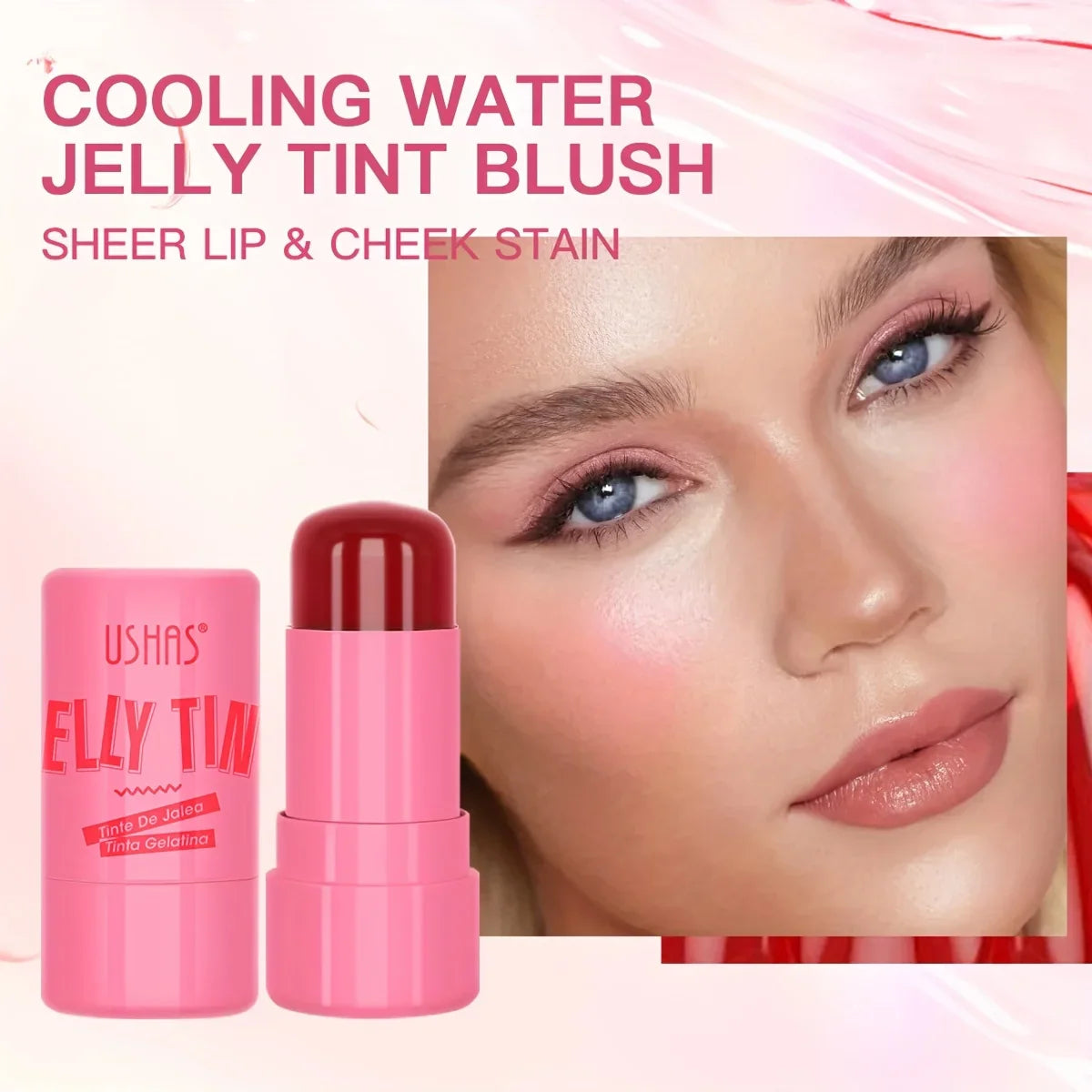 4 Colors Jelly Blush Stick Lip Balm Eyeshadow 3-in-1 Multi-Use Matte Blush Moisturize Brighten Lip Gloss - Tasawoq