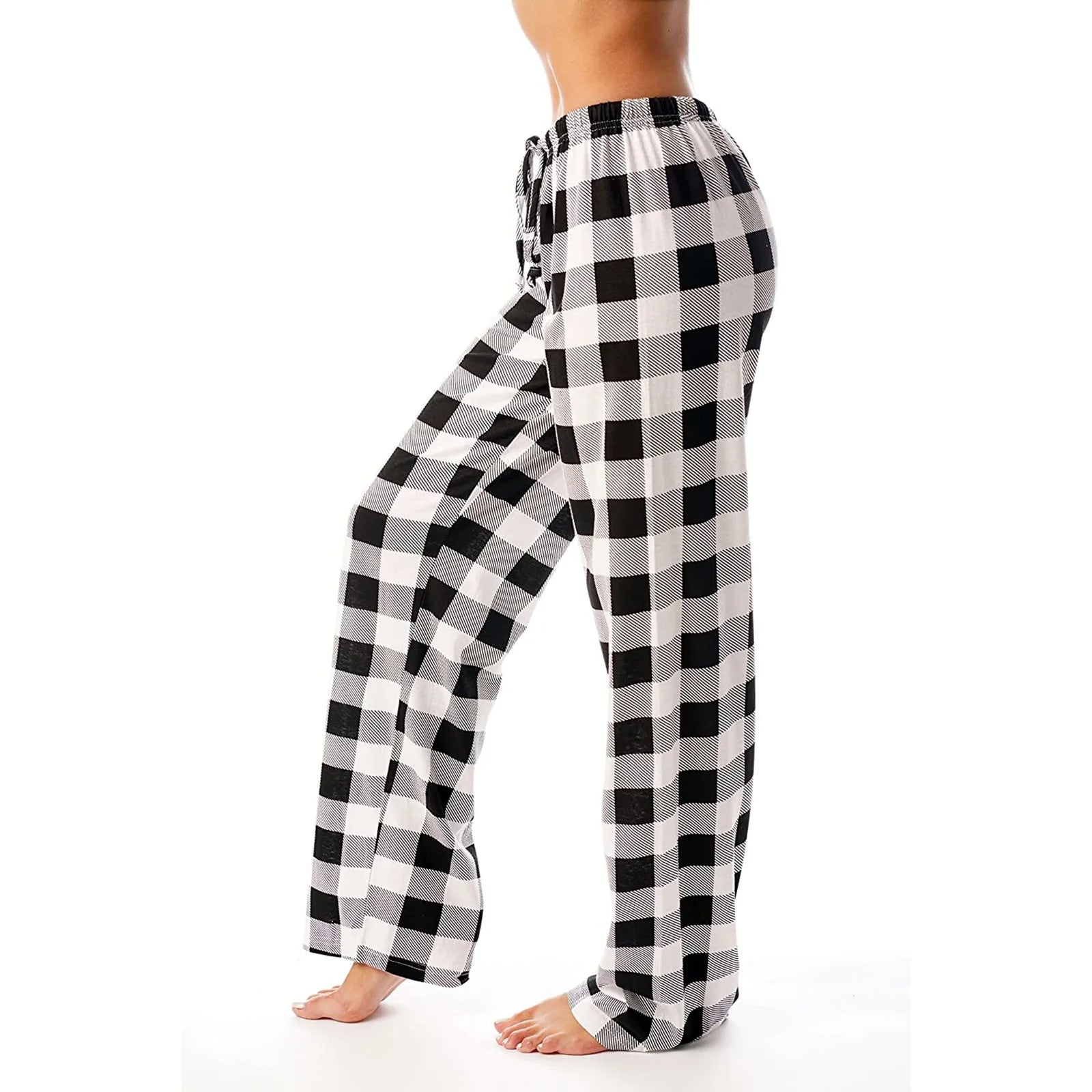 Women Christmas Pajama pants Autumn Winter Plaid Printed Pants Fashion Casual Wide Leg Pants Clothing Streetwear - Tasawoq