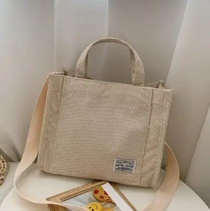 Women Handbag Simple Corduroy Portable Large Capacity HandBag Ins Fashion Trend Small Square Handbag Single Shoulder Bags - Tasawoq
