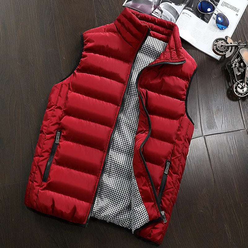 Men Vest Windproof Vest Men Jacket Sleeveless Vest Winter Jacket Casual Coat Men down Cotton Warm Thicken Waistcoat thick gilet - Tasawoq