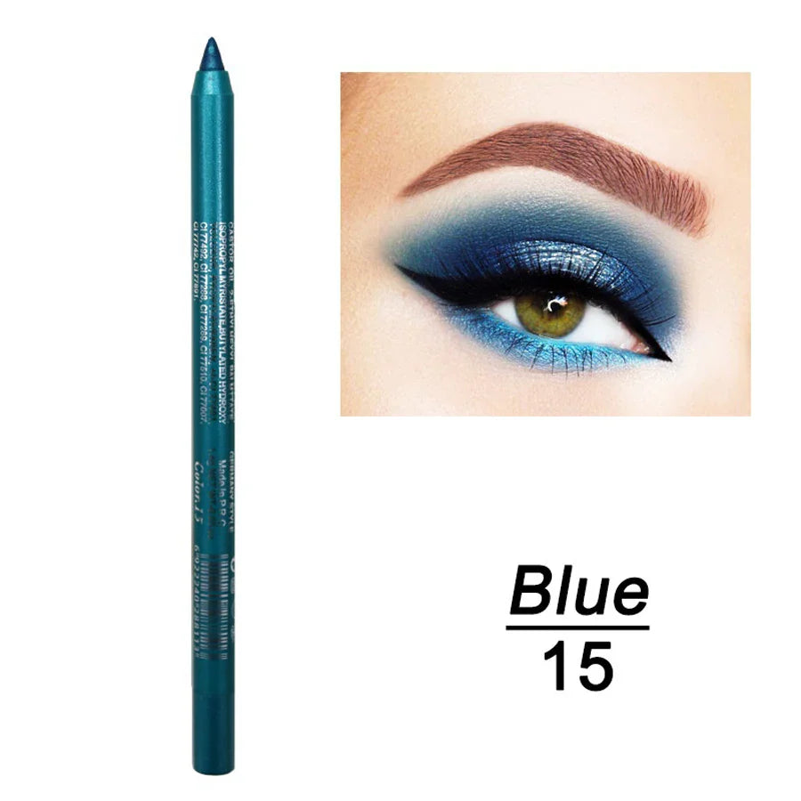 14-Color Colourful Eyeliner Pen, High Pigmented Pearly Shimmer Metallic Smokey Punk Gothic Style Eyeliner, Long Lasting Waterpro - Tasawoq