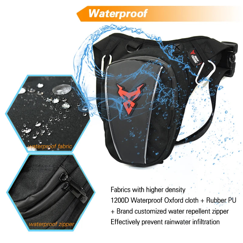 Motorcycle Leg Bag Waterproof Thigh Belt Hip Hum Messenger Waist Bag Travel Tour Riding Fanny Pack Men Women Tactical Travel Bag - Tasawoq