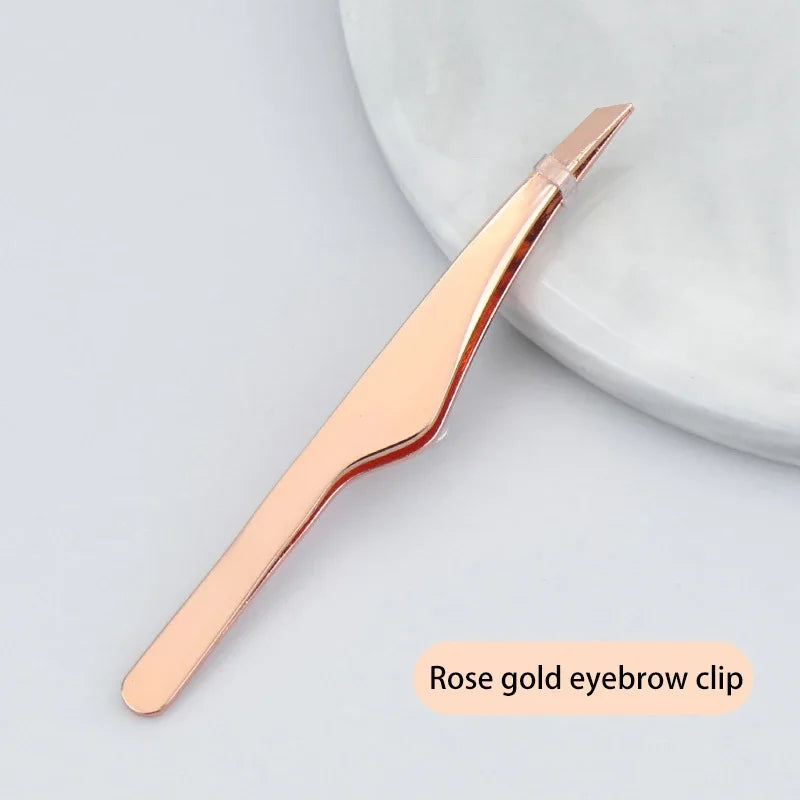 Hair Removal Tweezers Stainless Steel Eyebrow Tweezers Slant Tip Point Tip Flat Tip Rose Gold Silver Black Cosmetic Makeup Tools - Tasawoq
