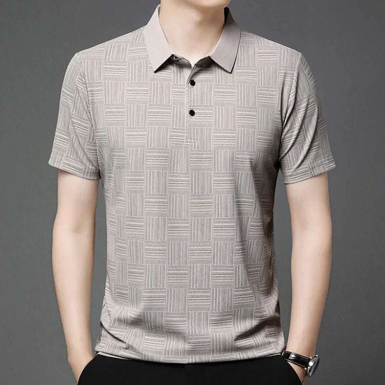 2024 Men's New Printed Business Casual Short sleeved POLO Shirt Fashion Short sleeved Comfortable and Breathable Top - Tasawoq