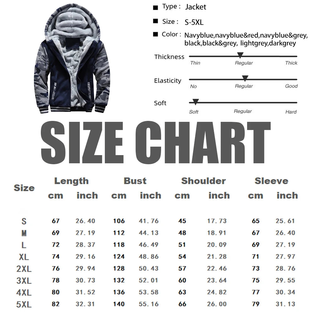 Men's Jacket Camouflage Thicken Winter Jackets for Men Fleece Long Sleeve Coat Man Casual Hoodies Streetwear Men's Coats - Tasawoq