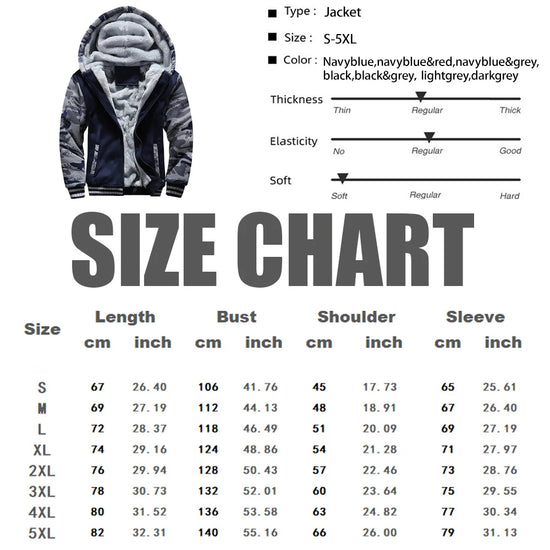 Men's Jacket Camouflage Thicken Winter Jackets for Men Fleece Long Sleeve Coat Man Casual Hoodies Streetwear Men's Coats - Tasawoq