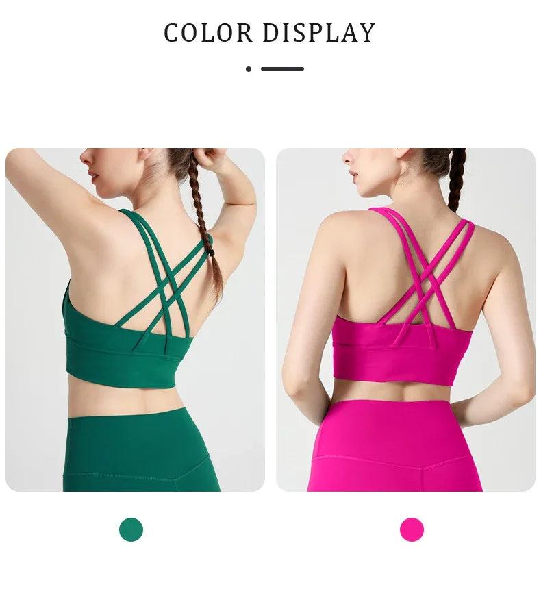 New Summer Sexy Sports Bras Women Fitness Vest Sports Top Cross Back Yoga Bra Running Fitness Breathable Shockproof Yoga Bra - Tasawoq