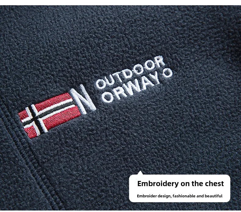 Winter Warm Fleece Jacket Men's Climbing Double Thickened Pocket Jacket Outdoor High Collar Windproof Ski Sweatshirt Coat Men - Tasawoq