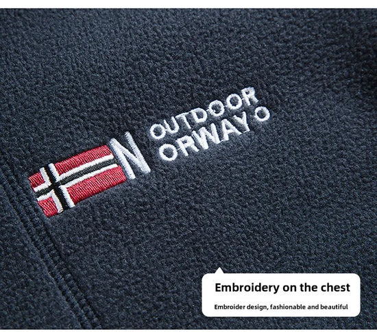 Winter Warm Fleece Jacket Men's Climbing Double Thickened Pocket Jacket Outdoor High Collar Windproof Ski Sweatshirt Coat Men - Tasawoq