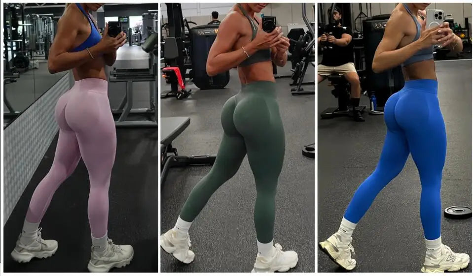 Seamless Sporty Leggings High Impact Yoga Leggings Fitness Pants Butt Lifting Tights Tummy Control Squat Proof Workout Tights - Tasawoq