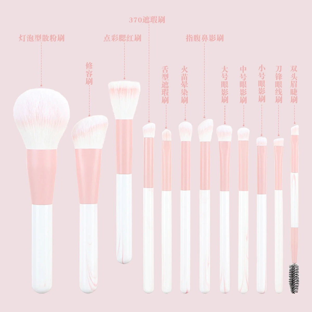 12PCS Makeup Brush Set Ultra Soft Powder Makeup Tools Beginner Point Blush Brush Concealer Brush Knife Edge Eyeliner Brus - Tasawoq