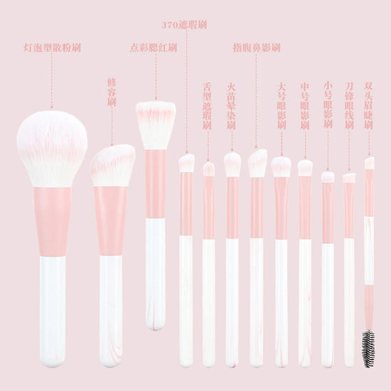 12PCS Makeup Brush Set Ultra Soft Powder Makeup Tools Beginner Point Blush Brush Concealer Brush Knife Edge Eyeliner Brus - Tasawoq