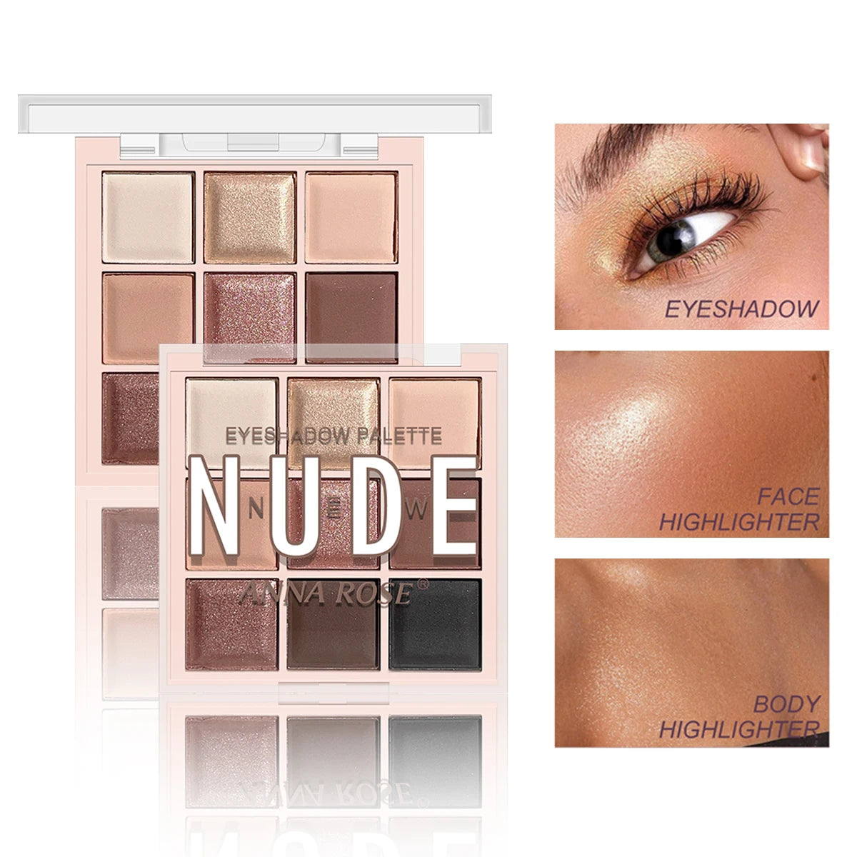9-Color Eyeshadow Palette with Fine Glitter, Shimmer, Matte, Milk Tea Shades; Mini, Daily Use, Student-Friendly Makeup - Tasawoq